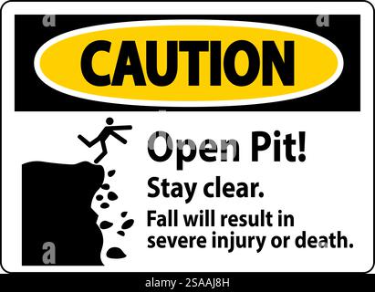 Avertissement : Ouvrir la fosse ne pas tomber peut entraîner des blessures graves, voire mortelles Illustration de Vecteur