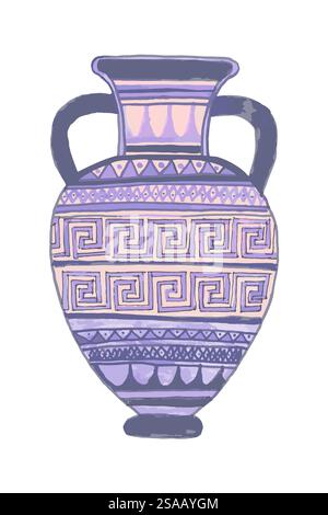 Splendide amphore grecque avec batteurs sur timbre-poste. Illustration vectorielle Illustration de Vecteur