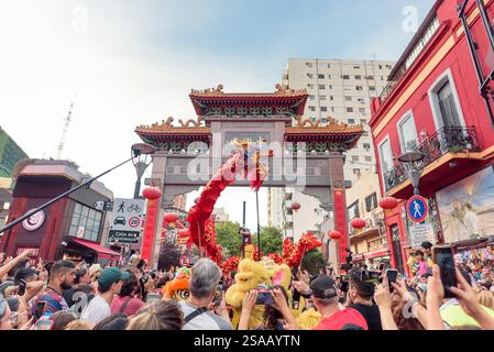 Nouvel an chinois – année du serpent de bois ! Plus de 150 000 personnes ont célébré dans le Chinatown de Buenos Aires, unissant la Chine et l’Argentine dans la fête. Banque D'Images