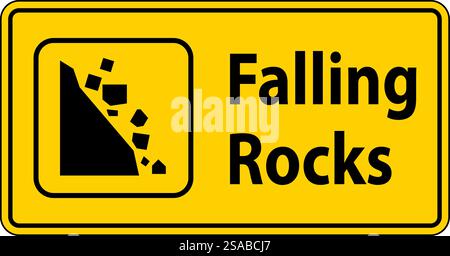 Panneau d'avertissement, panneau de stationnement et panneau de guidage, chutes de pierres Illustration de Vecteur