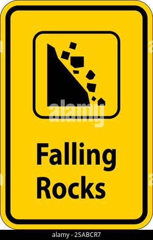 Panneau d'avertissement, panneau de stationnement et panneau de guidage, chutes de pierres Illustration de Vecteur