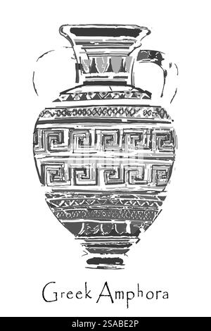 Splendide amphore grecque avec batteurs sur timbre-poste. Illustration vectorielle Illustration de Vecteur