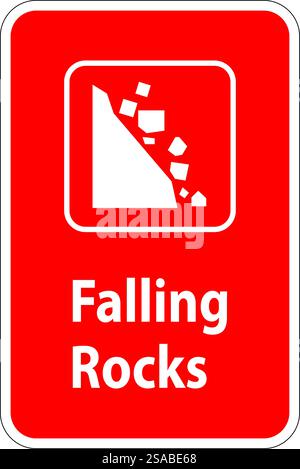Panneau d'avertissement, panneau de stationnement et panneau de guidage, chutes de pierres Illustration de Vecteur