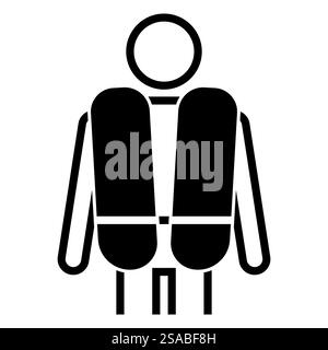 Icône simple représentant une personne portant un gilet de sauvetage, symbolisant la sécurité et la protection pendant les activités nautiques. Idéal pour la navigation de plaisance et l'utilisation d'urgence. Illustration de Vecteur