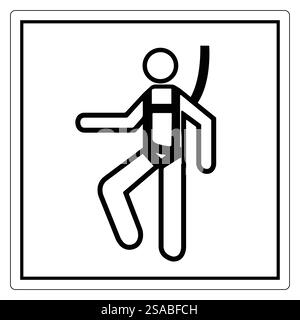Icône minimaliste représentant une personne portant un harnais de sécurité, idéal pour l'escalade ou les contextes de construction, mettant l'accent sur la sécurité et la prudence dans les activités. Illustration de Vecteur