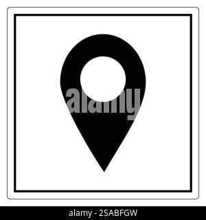 Une icône de marqueur de position noir simple définie sur un fond blanc. Ce design minimaliste est parfait pour la navigation, les applications de voyage et les visuels liés aux cartes. Illustration de Vecteur