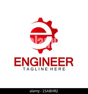 Conception de logo ingénieur, lettre E logo Gear, logo ingénieur avec lettre E et éléments Gear Illustration de Vecteur