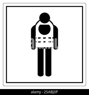 Icône minimaliste représentant une personne portant un gilet de sécurité, adapté pour représenter la sécurité, la protection et la sensibilisation au lieu de travail dans divers modèles. Illustration de Vecteur