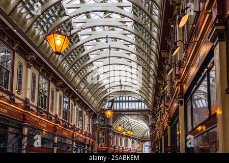 Leadenhall Market. Un magnifique joyau architectural au charme historique. Londres, Royaume-Uni, 24 juin 2023 Banque D'Images
