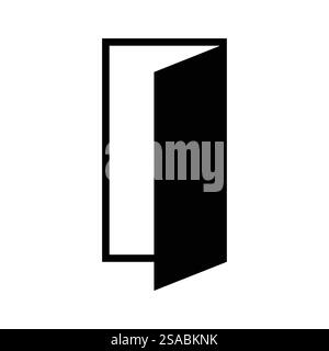 Icône minimaliste élégante d'une porte ouverte, parfaite pour les projets de design moderne. Convient pour les graphiques qui transmettent des concepts d'opportunité et d'accessibilité. Illustration de Vecteur