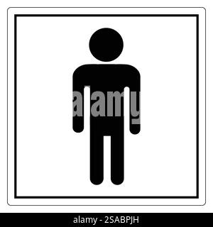 Une icône minimaliste en noir et blanc représentant un homme debout. Idéal pour une utilisation dans la signalisation, les projets de conception et les illustrations, ce graphique simple transmet l'identité et la forme humaine. Illustration de Vecteur