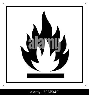 Icône de flamme noire sur fond blanc pour la signalisation de sécurité Illustration de Vecteur