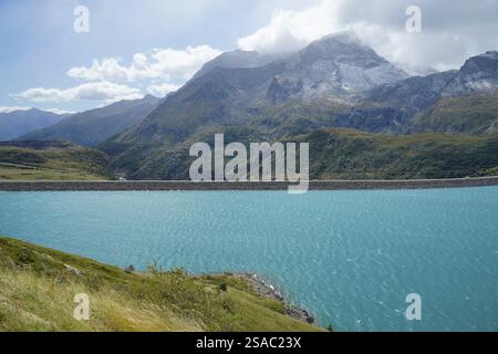 Lac du Mont Cenis, réservoir, Col du Mont, colle del Moncenisio, Mont-Cenis-Pass, Département Savoie, Lac du Mont Cenis, Auvergne-RhâˆšIne-Alpes, FR Banque D'Images