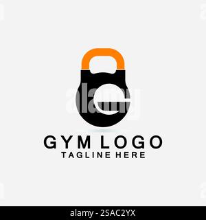 Design créatif lettre G combinaison avec kettlebell pour Fitness GYM logo. Illustration de Vecteur