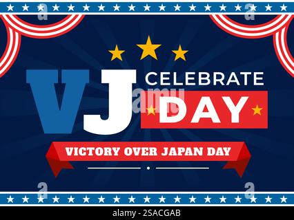VJ Victory Over Japan Day Celebration illustration vectorielle avec le fond de drapeau des États-Unis dans un design de style dessin animé plat des fêtes nationales Illustration de Vecteur