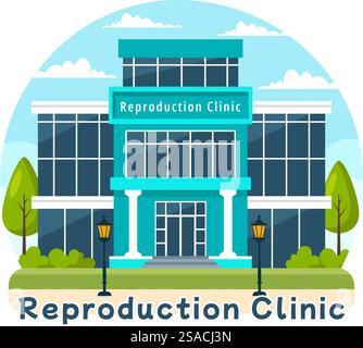 Illustration vectorielle de clinique de reproduction mettant en vedette la technologie de reproduction assistée, la fécondation en tube à essai ou la cellule d'œuf dans un fond de dessin animé Illustration de Vecteur