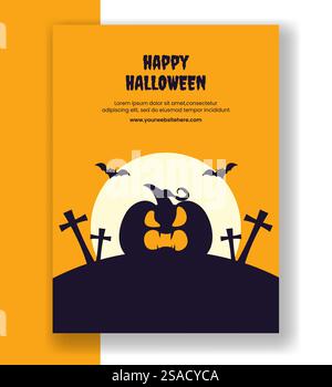 Halloween Night vertical Poster Flat Cartoon Hand Drawn Templates illustration de fond Illustration de Vecteur