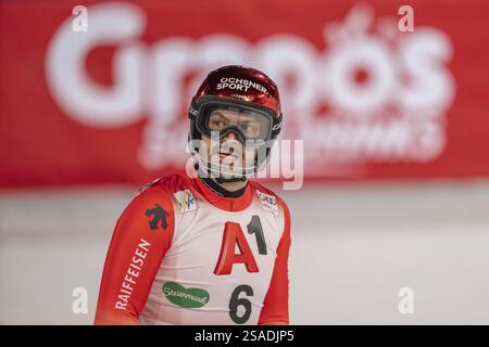 Schladming, Autriche. 29 janvier 2025. SCHLADMING, AUTRICHE - JANVIER 29 : Loic Meillard de Suisse pendant la Coupe du monde de ski alpin Audi FIS - Slalom masculin - run1 à Planai le 29 janvier 2025 à Schladming, Autriche, Styrie.250129 SEPA 12 029 - 20250129 PD10859 crédit : APA-PictureDesk/Alamy Live News Banque D'Images