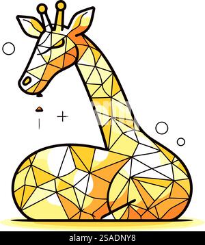 Faible poly girafe isolé sur fond blanc. Illustration vectorielle polygonale. Illustration de Vecteur