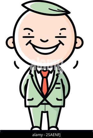 Vieil homme souriant en costume. Illustration vectorielle dans le style de ligne. Illustration de Vecteur