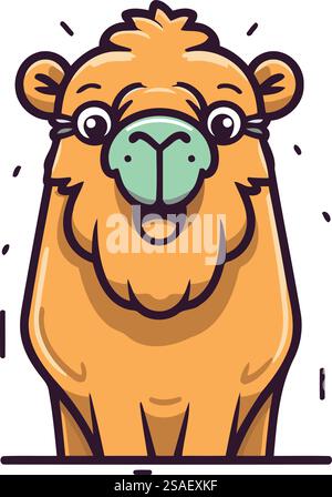 Face de chameau. Illustration vectorielle dans le style de bande dessinée. Isolé sur fond blanc. Illustration de Vecteur