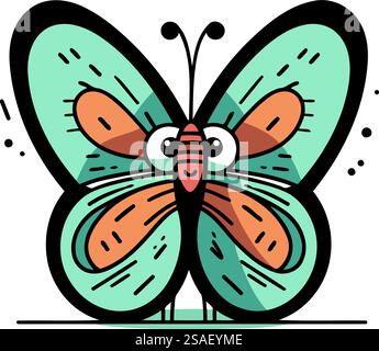 Papillon. Illustration vectorielle plate colorée sur fond blanc. Illustration de Vecteur