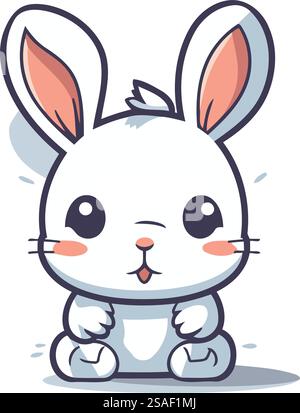 Mignon personnage de lapin. Dessin animé mignon lapin. Illustration vectorielle. Illustration de Vecteur