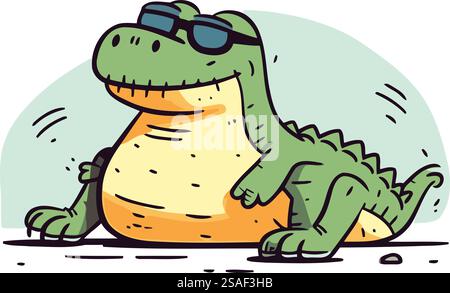 Crocodile en lunettes de soleil. Illustration vectorielle d'un crocodile. Illustration de Vecteur