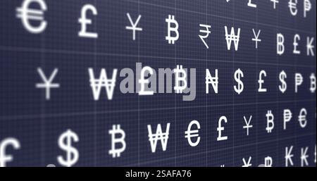 Image des symboles de devise sur fond noir Banque D'Images
