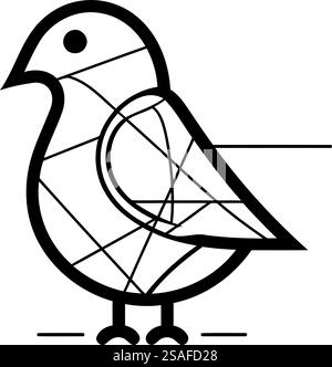 Illustration vectorielle en noir et blanc d'une silhouette d'une colombe sur un fond blanc Illustration de Vecteur