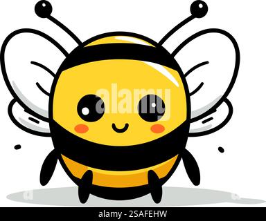 Personnage mignon Bee Cartoon Mascot. Illustration vectorielle. Illustration de Vecteur