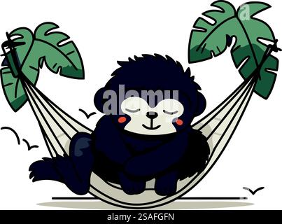 Paresseux de dessin animé mignon dormant dans un hamac. Illustration vectorielle. Illustration de Vecteur