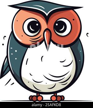 Illustration vectorielle hibou. Chouette de dessin animé mignon avec de grands yeux. Illustration de Vecteur