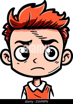 Illustration vectorielle de dessin animé garçon en colère. Émotions. expressions faciales. Illustration de Vecteur