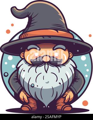 Personnage de dessin animé Old man avec illustration de la longue barbe ...