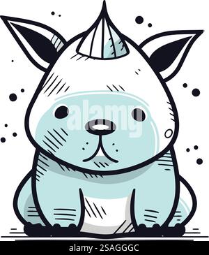 licorne de dessin animé mignon. Illustration vectorielle isolée sur fond blanc. Illustration de Vecteur