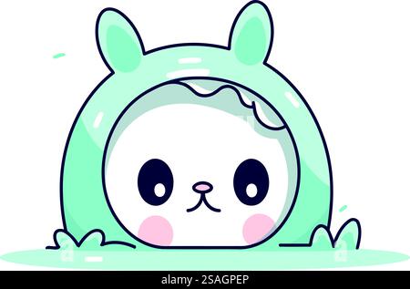 Mignon visage de lapin Kawaii. Illustration de personnage de dessin animé vectoriel. Illustration de Vecteur