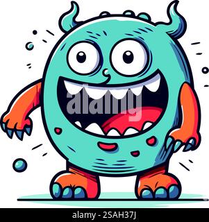 Monstre de dessin animé drôle. Illustration vectorielle. Personnage coloré pour Halloween. Illustration de Vecteur