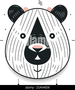Illustration vectorielle d'une tête de panda mignonne. Isolé sur fond blanc. Illustration de Vecteur