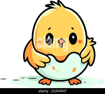 Mignon petit poulet. Illustration vectorielle. Isolé sur fond blanc. Illustration de Vecteur