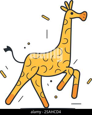 Illustration vectorielle de girafe. Conception d'art de ligne plate pour le web. site. publicité. bannière. affiche et impression. Illustration de Vecteur