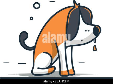 Illustration vectorielle de chien mignon. Design plat. Concept PET. Illustration de Vecteur