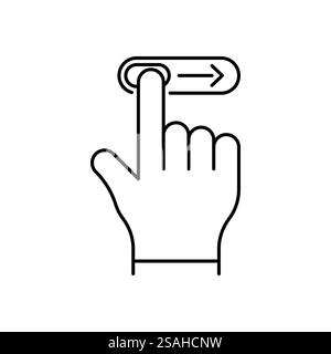 faites glisser votre doigt vers la droite comme l'icône de déverrouillage de ligne fine. linéaire plat tendance moderne logotype graphique lineart design isolé sur fond blanc. concept de cellule Illustration de Vecteur