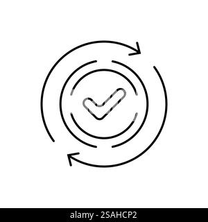icône ronde pratique comme paiement facile ou mise à jour. concept de remplacement ou d'échange de symbole et de contrôle de la qualité. tendance linéaire graphique de logotype de synchronisation moderne Illustration de Vecteur