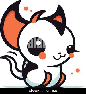 Mignon chat de dessin animé. Illustration vectorielle sur fond blanc. Isolé. Illustration de Vecteur