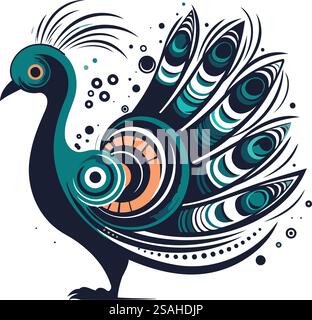 Peacock sur un fond blanc. Illustration vectorielle pour votre conception Illustration de Vecteur