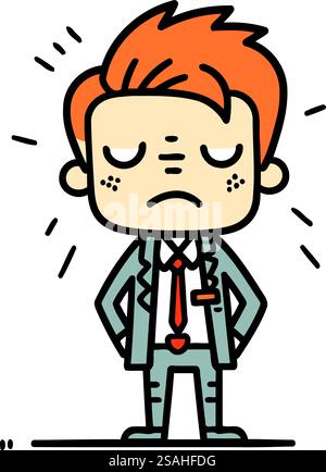 Homme de dessin animé en colère en costume. Illustration vectorielle. Concept d'émotion. Illustration de Vecteur