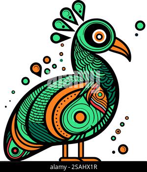 Peacock. Illustration vectorielle dessinée à la main. Coloriage. Illustration de Vecteur