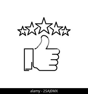 icône d'avis de client, évaluation de la qualité, commentaires, symbole de ligne de cinq étoiles sur fond blanc - illustration vectorielle de trait modifiable Illustration de Vecteur