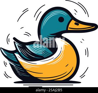 Illustration vectorielle colorée d'un canard isolé sur un fond blanc. Illustration de Vecteur